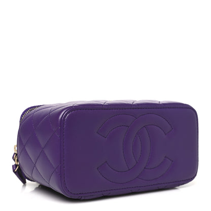 Chanel Lambskin Quilted Small Top Handle Vanity Case With Chain Purple 4 of 11