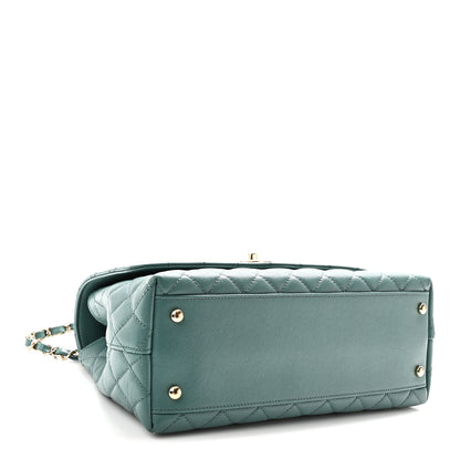 Chanel Caviar Quilted Lizard Embossed Small Coco Handle Flap Green 5 of 11