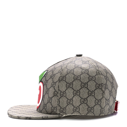 Gucci GG Supreme Monogram Apple Print Baseball Hat M Beige Red 3 of 9