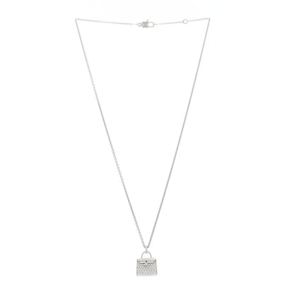 Hermes 18K White Gold Diamond Kelly Amulette Pendant Necklace 3 of 6