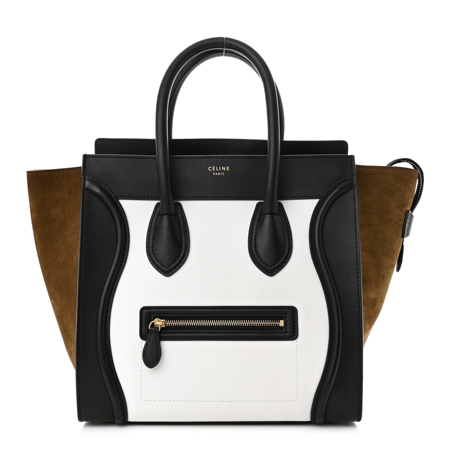 Smooth Calfskin Suede Mini Tri-Color Luggage White
