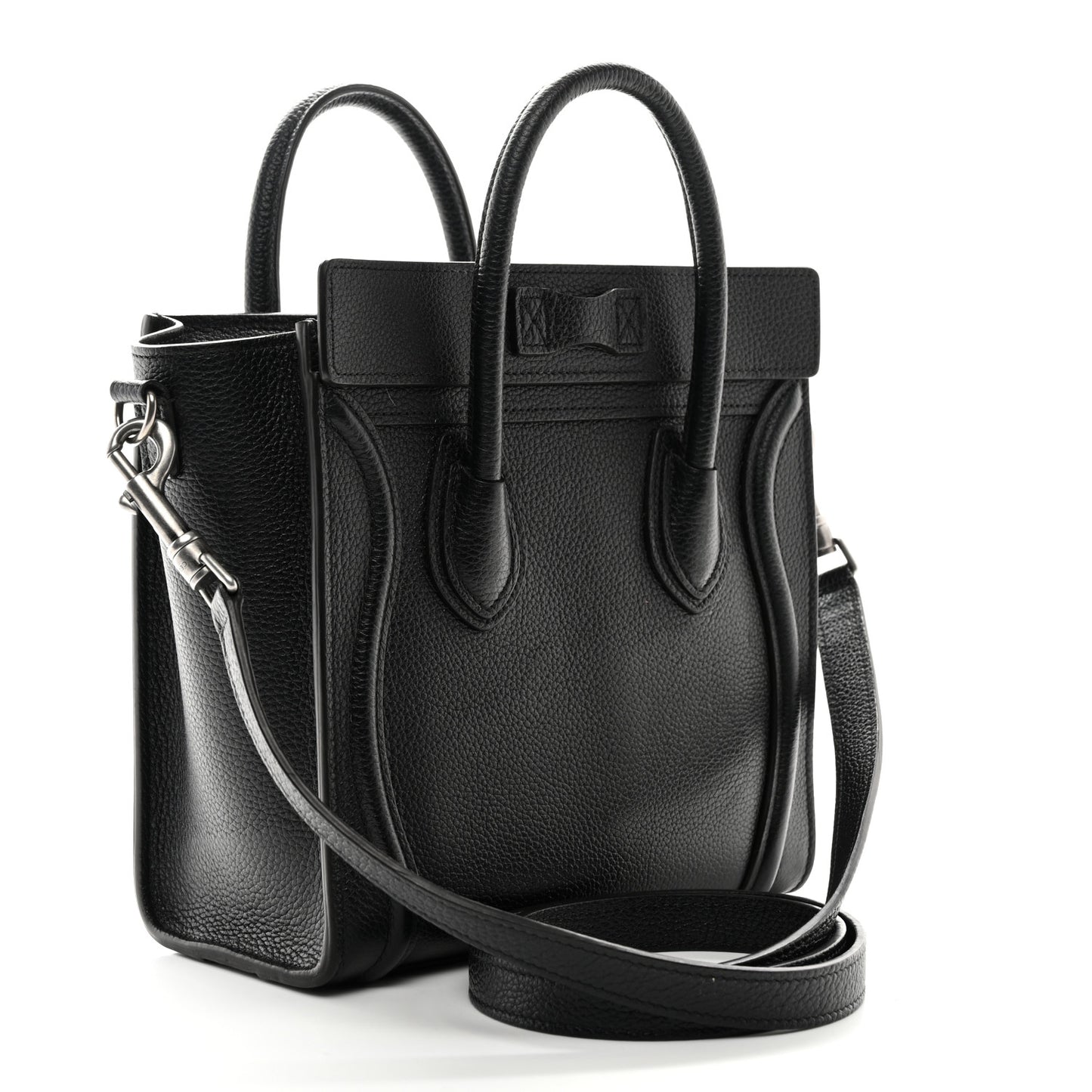 Drummed Calfskin Nano Luggage Black