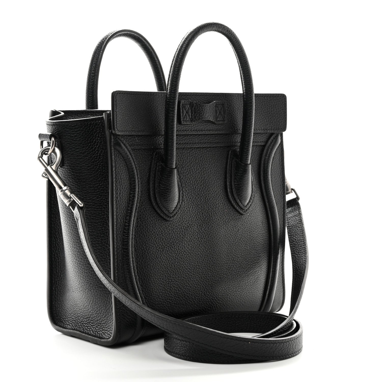 Celine Drummed Calfskin Nano Luggage Black 3 of 11