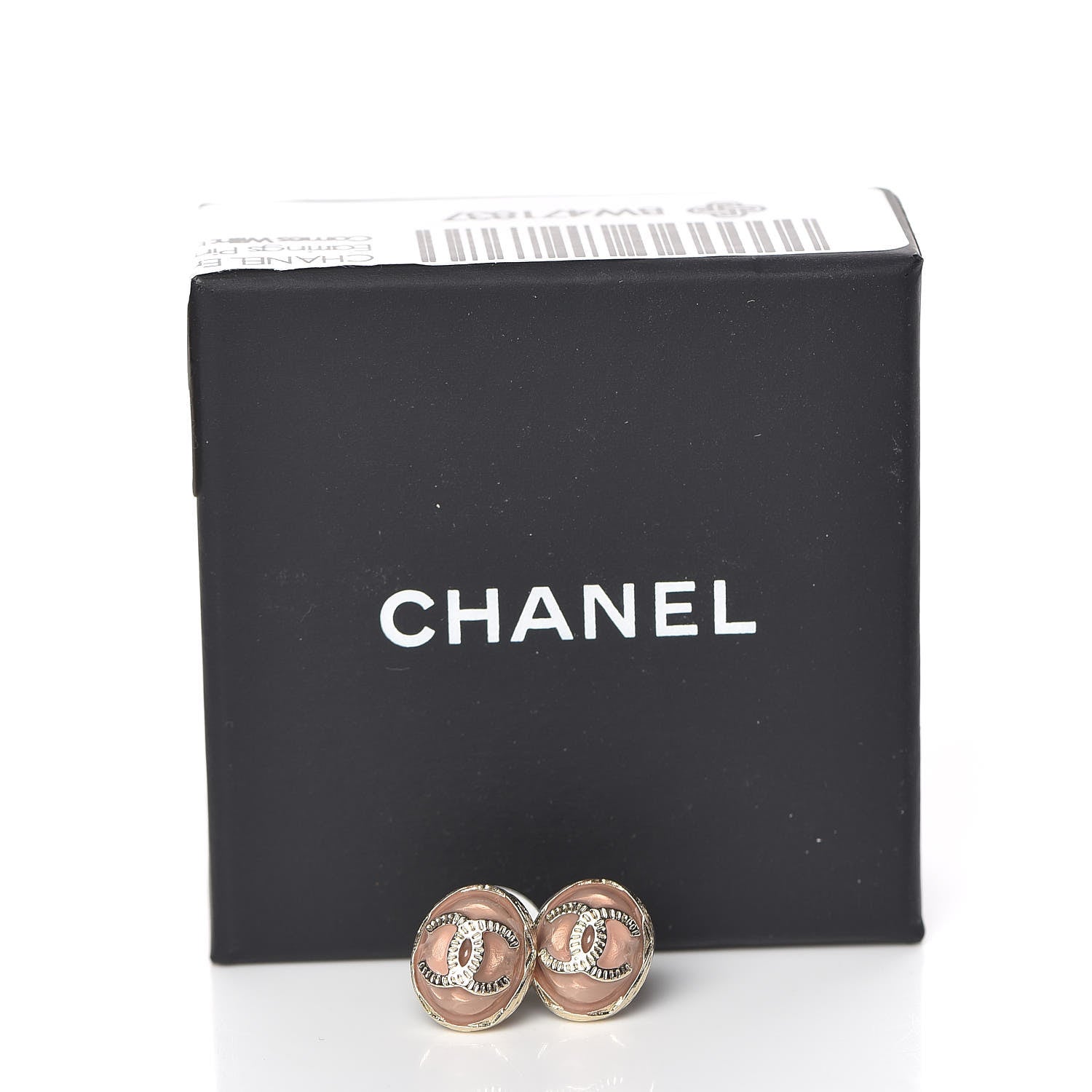 Chanel Enamel CC Earrings Pink Gold 5 of 5