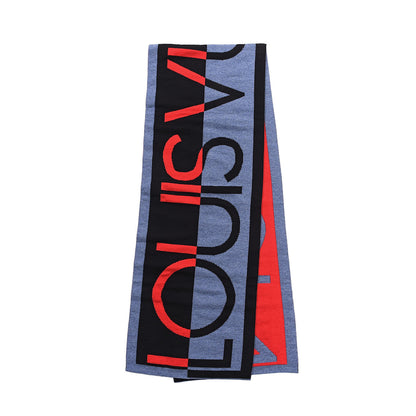 Louis Vuitton Wool Horizon LV Scarf Rouge Blue 3 of 4