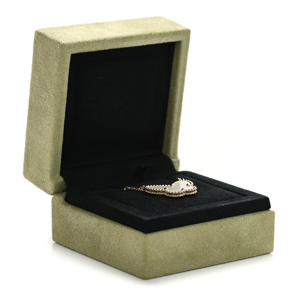 Van Cleef & Arpels 18K Yellow Gold Mother of Pearl Lucky Alhambra Butterfly Pendant Necklace 7 of 7