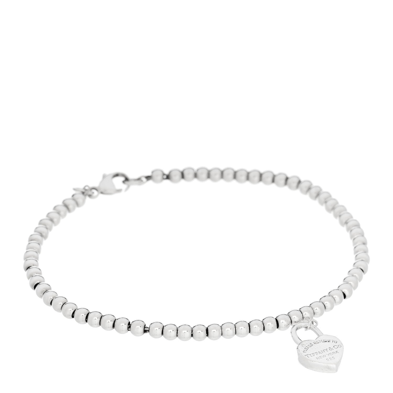 Tiffany Sterling Silver 3mm Return to Tiffany Heart Lock Bead Bracelet 1 of 4