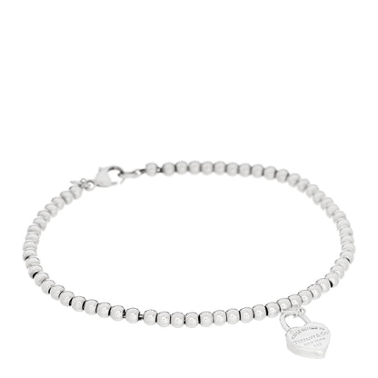 Tiffany Sterling Silver 3mm Return to Tiffany Heart Lock Bead Bracelet 1 of 4