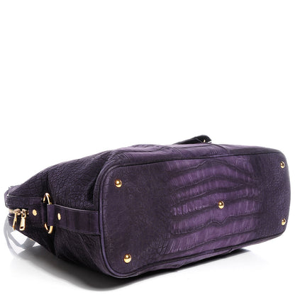 Saint Laurent Nubuck Crocodile Embossed Oversized Muse Purple 4 of 7