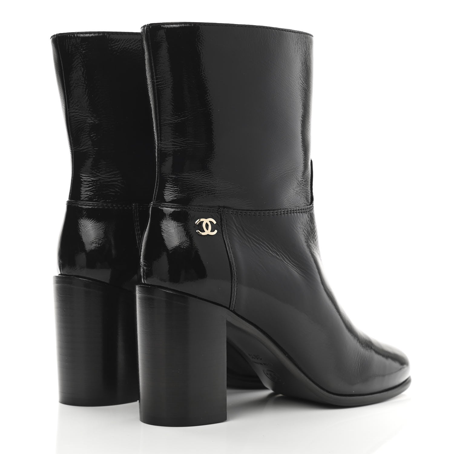 Chanel Crackled Calfskin CC Short Boots 36.5 Black 4 of 10