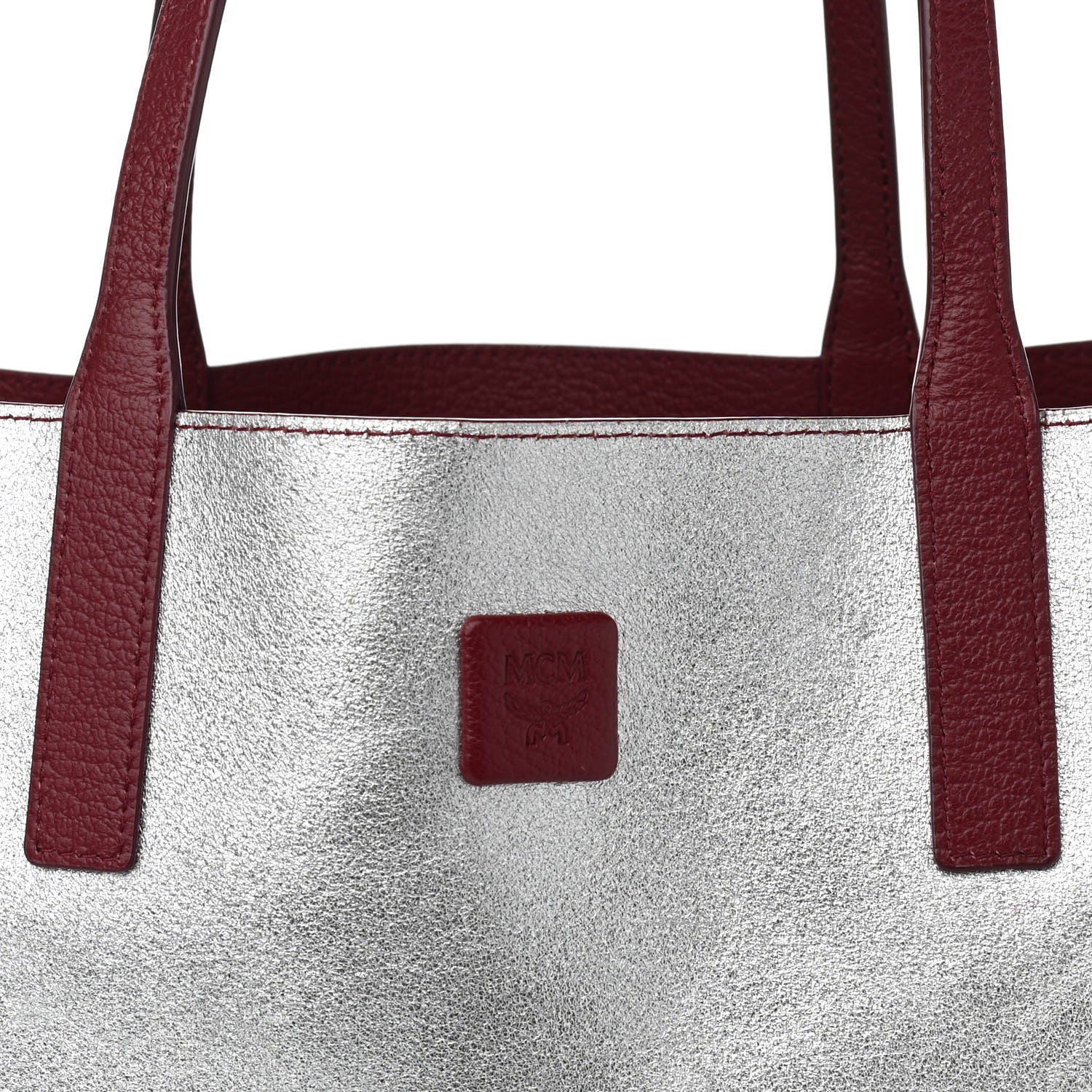 MCM Grained Calfskin Medium Reversible Wandel Tote Ruby Tan 12 of 16