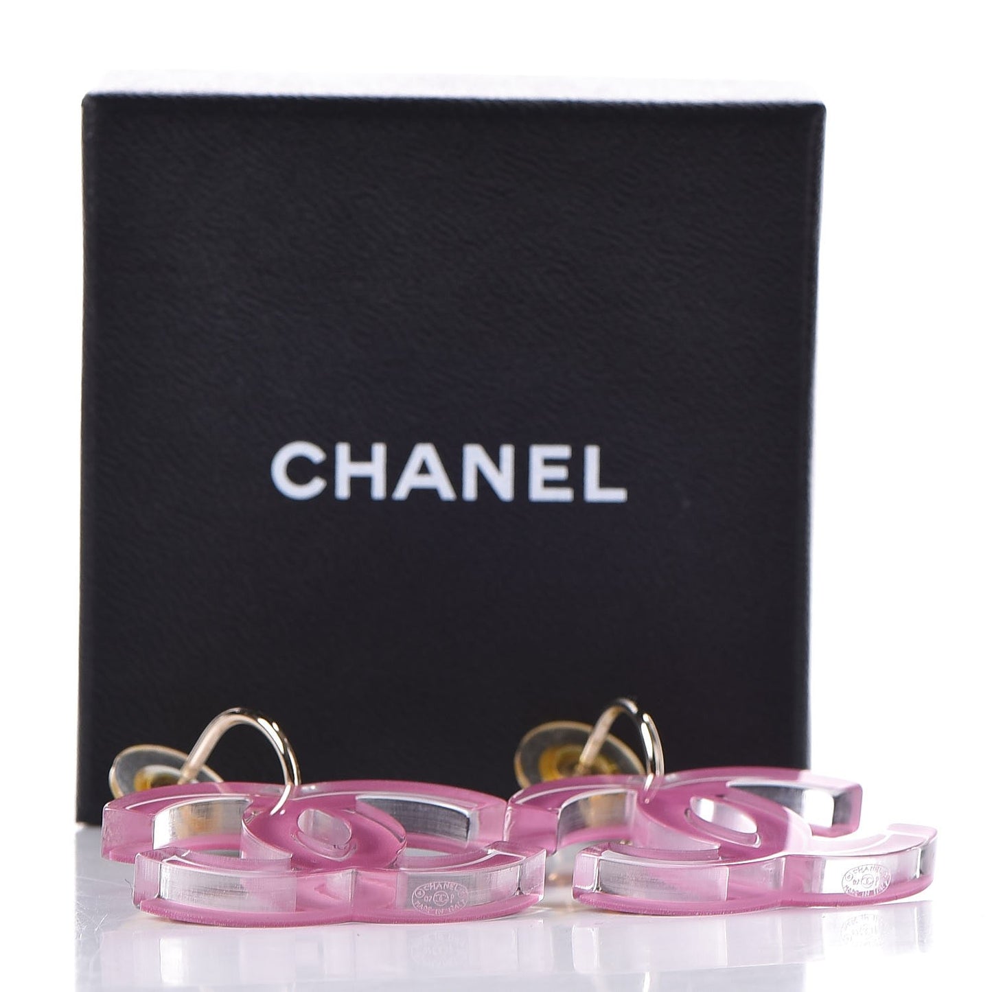 Lucite CC Drop Earrings Pink