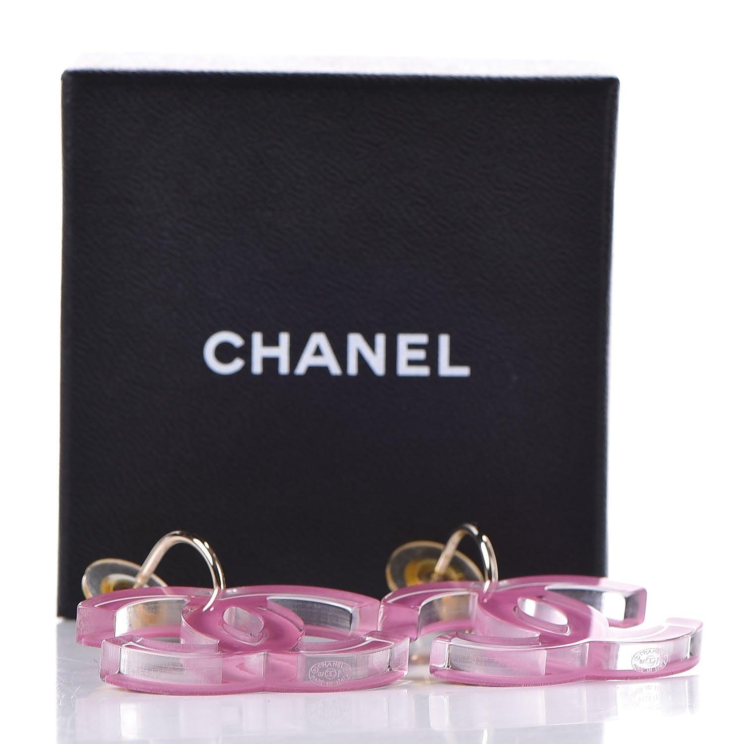 Chanel Lucite CC Drop Earrings Pink 5 of 5
