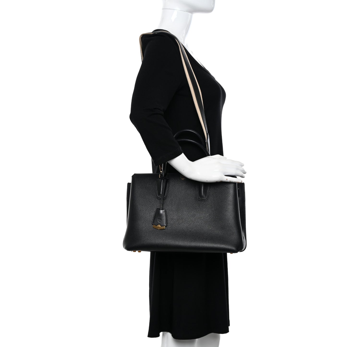 Grained Calfskin Medium Milla Tote Black