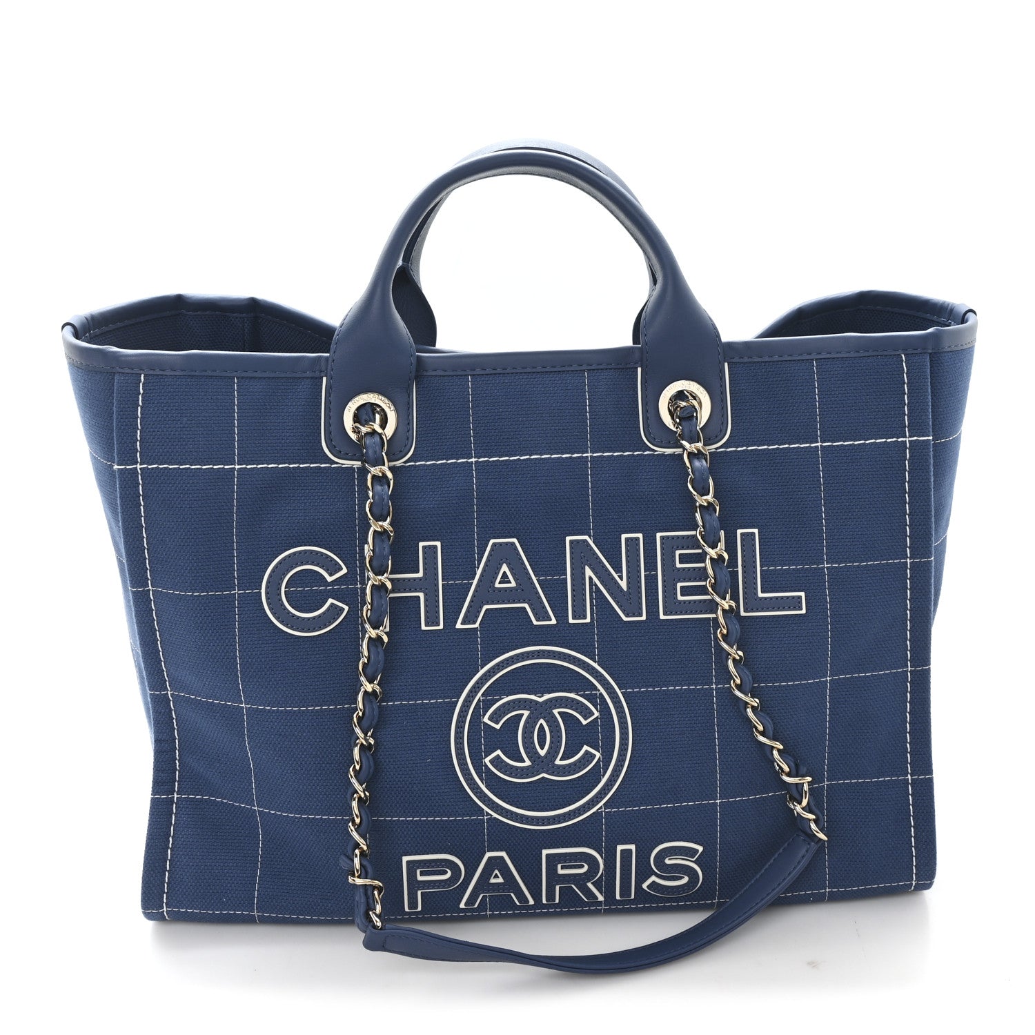 Chanel Cotton Medium Deauville Tote Blue White 1 of 11