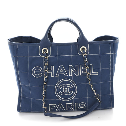 Chanel Cotton Medium Deauville Tote Blue White 1 of 11