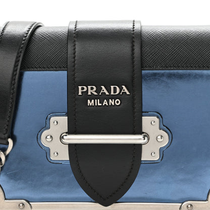 Prada Metallic Vitello Saffiano Cahier Bag Denim Black 8 of 11