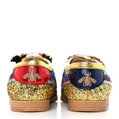 Gucci Glitter Fabric Pierced Heart Falacer Sneakers 35.5 Gold 5 of 9