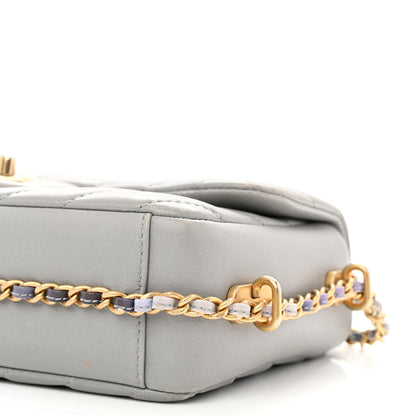 Chanel Lambskin Chevron Quilted Chain Around Mini Rectangular Flap Grey 10 of 10