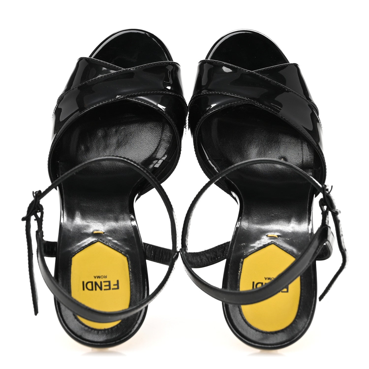 Fendi Patent Strap Platform Sandals 39 Black 2 of 11