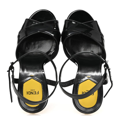 Fendi Patent Strap Platform Sandals 39 Black 2 of 11