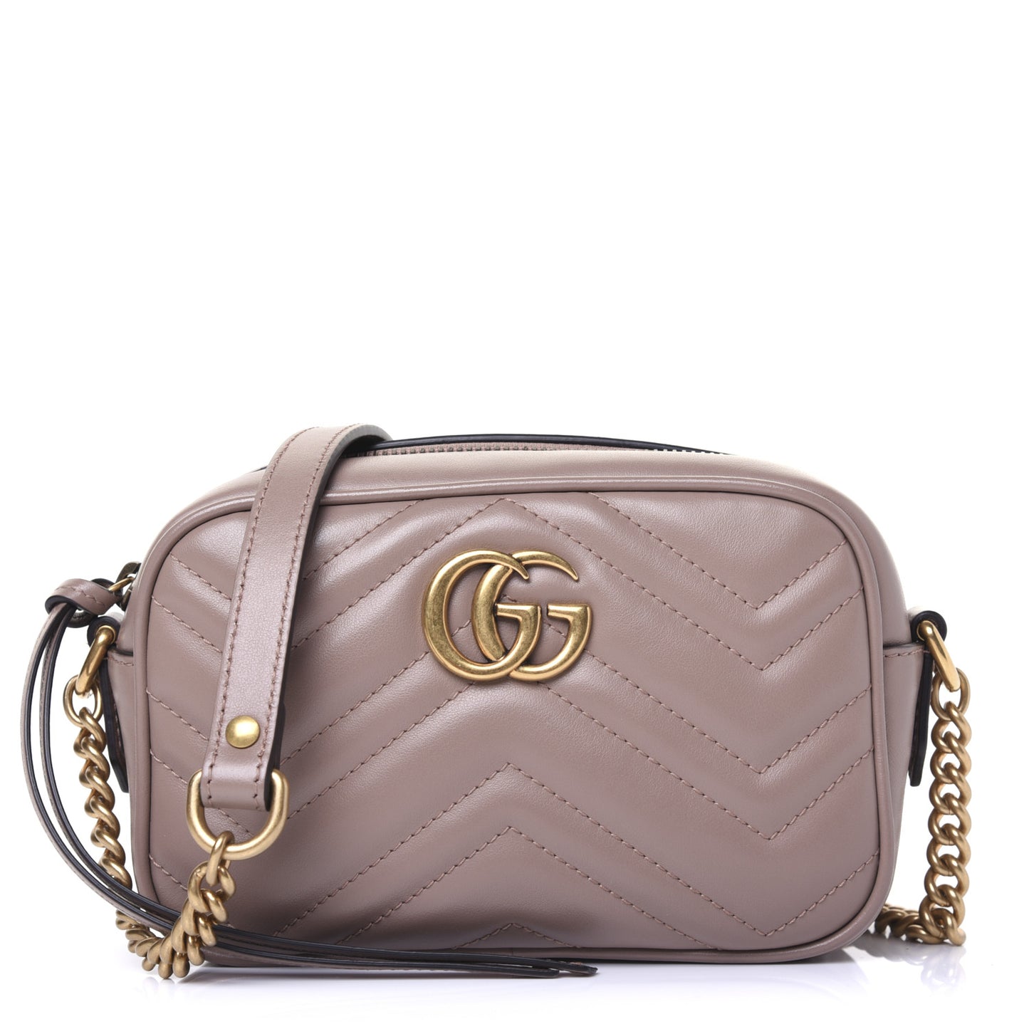 Calfskin Matelasse Mini GG Marmont Chain Shoulder Bag Porcelain Rose