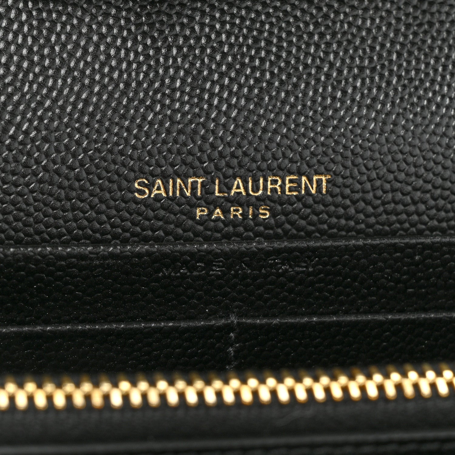 Saint Laurent Grain De Poudre Matelasse Chevron Monogram Chain Wallet Black 8 of 13