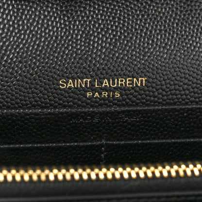 Saint Laurent Grain De Poudre Matelasse Chevron Monogram Chain Wallet Black 8 of 13