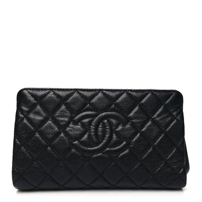 Chanel Caviar Quilted CC Clutch Pochette Black 1 of 10