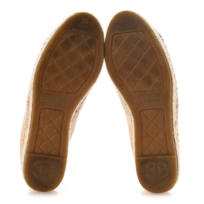 Chanel Lambskin CC Espadrilles 35 Beige Black 6 of 10