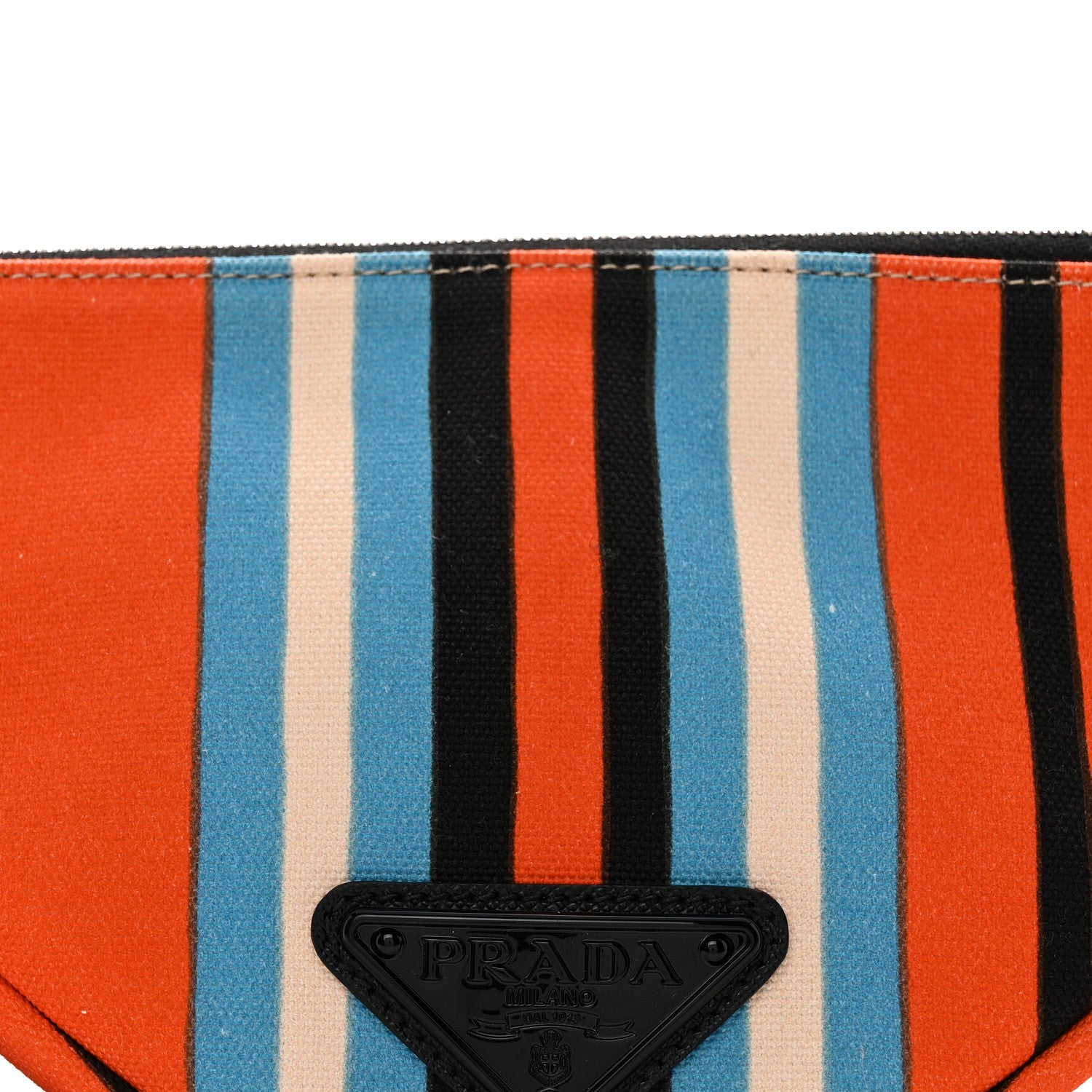 Prada Canvas Baiadera Stripe Wristlet Pouch Arancio 7 of 7