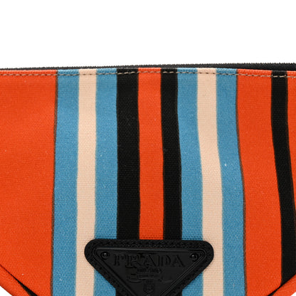 Prada Canvas Baiadera Stripe Wristlet Pouch Arancio 7 of 7