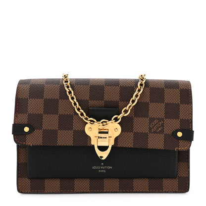 Louis Vuitton Damier Ebene Vavin Chain Wallet Black 1 of 12