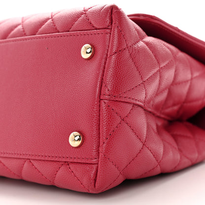 Chanel Caviar Quilted Small Coco Handle Flap Dark Pink 10 of 18