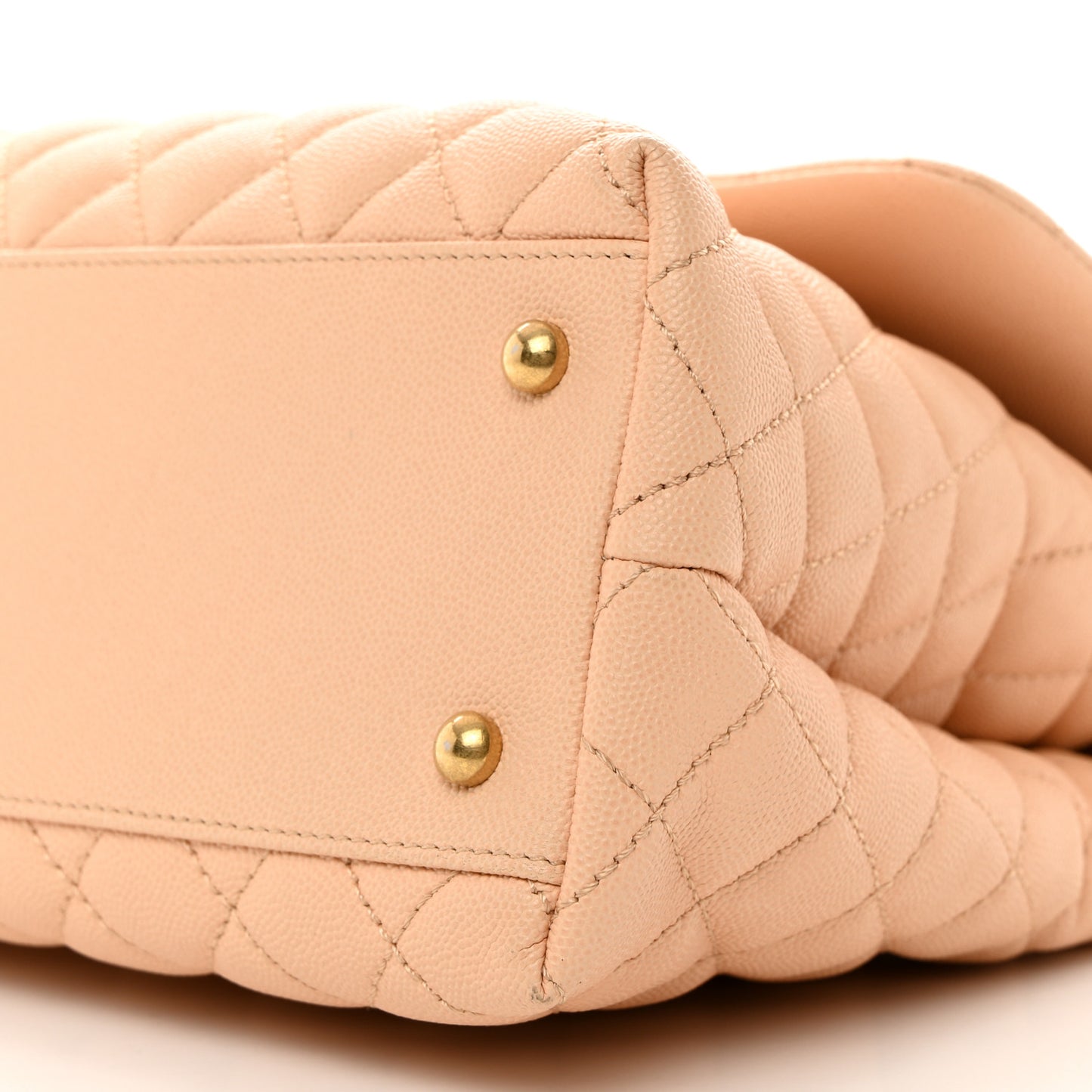 Caviar Quilted Medium Coco Handle Flap Light Beige