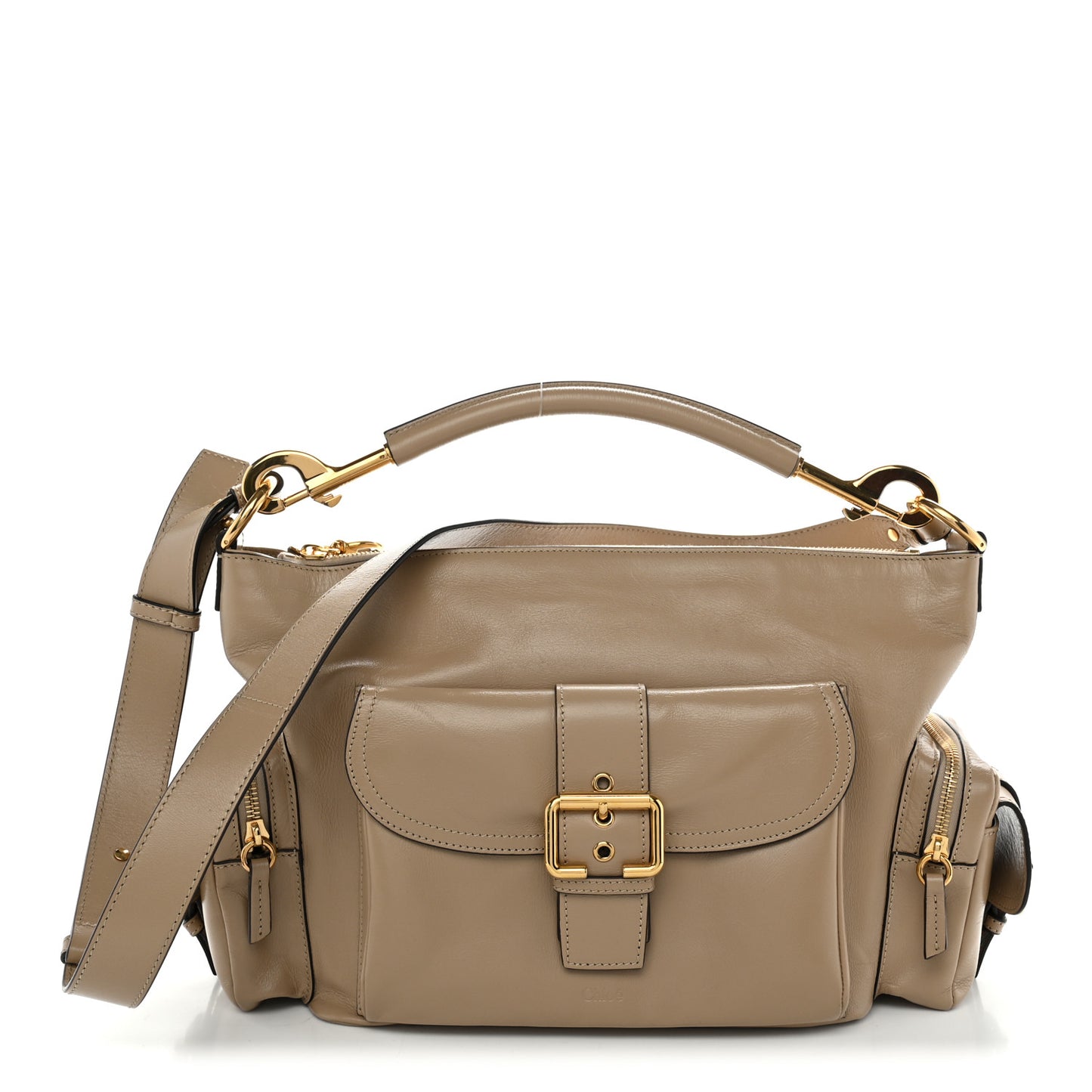 Shiny Calfskin Large Double Carry Camera Bag Motty Grey