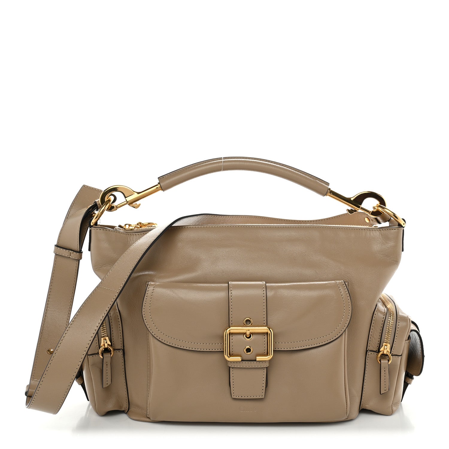 Chloe Shiny Calfskin Large Double Carry Camera Bag Motty Grey 1 of 9