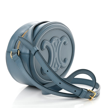 Celine Smooth Calfskin Cuir Triomphe Oval Bag Denim 3 of 11