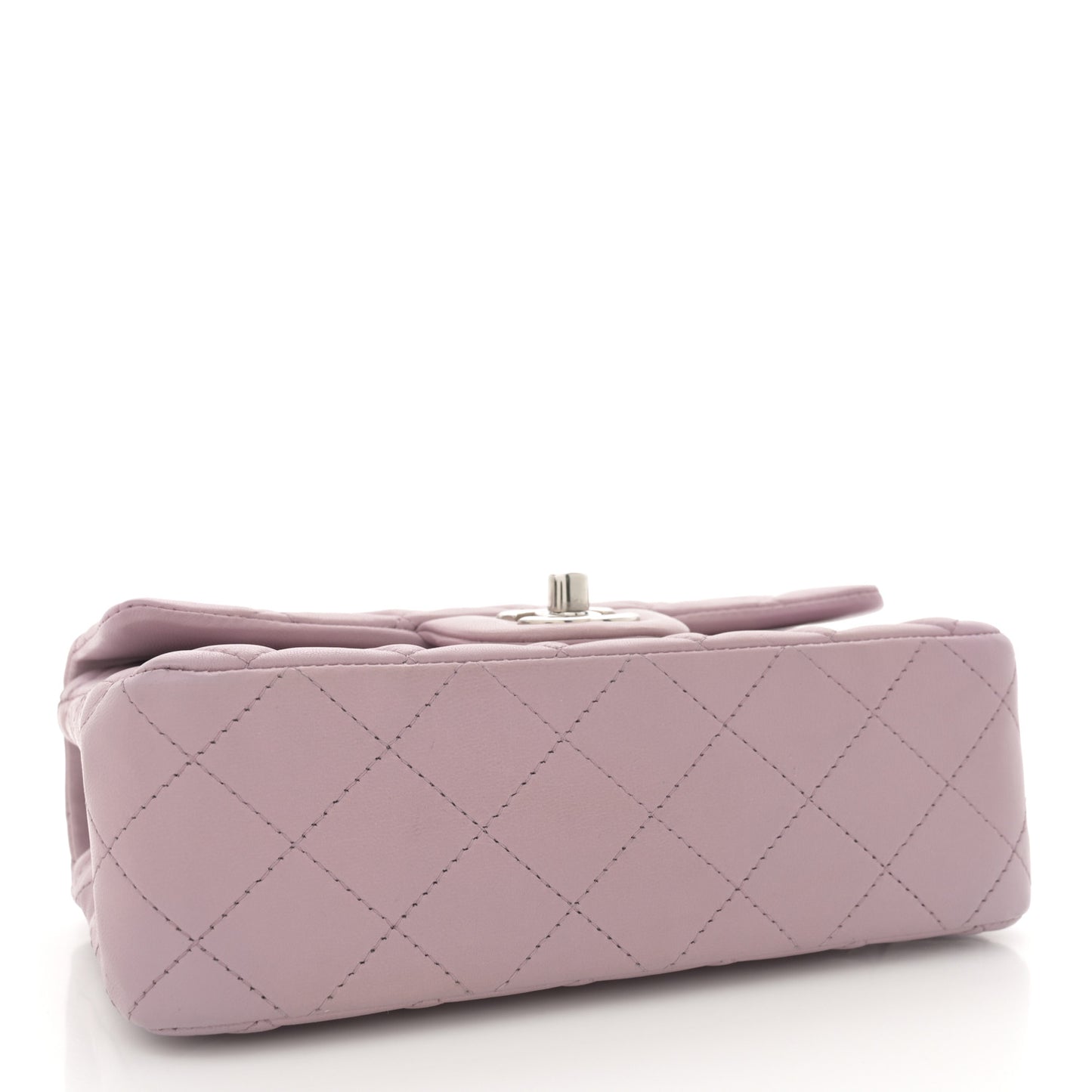 Lambskin Quilted Mini Rectangular Flap Light Purple