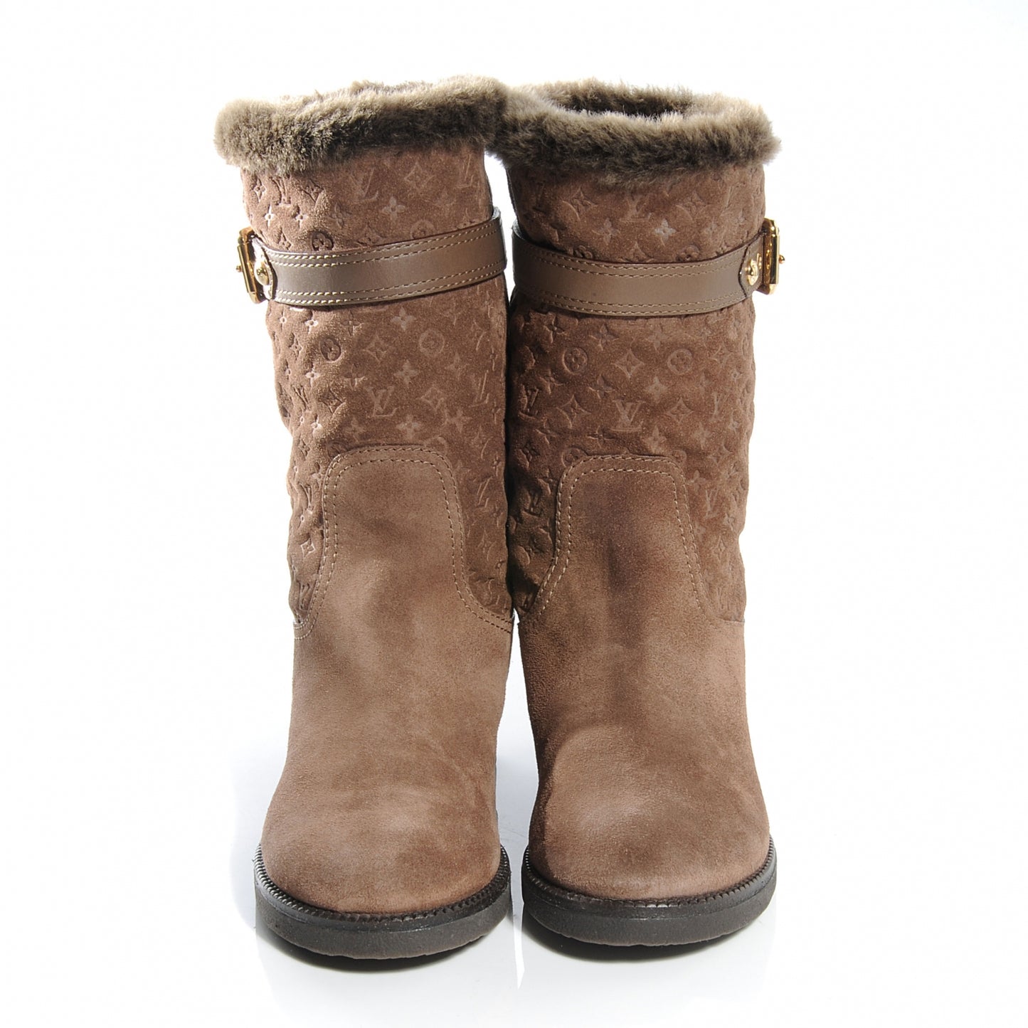 Suede Fur Wintry Boots 37 Brown