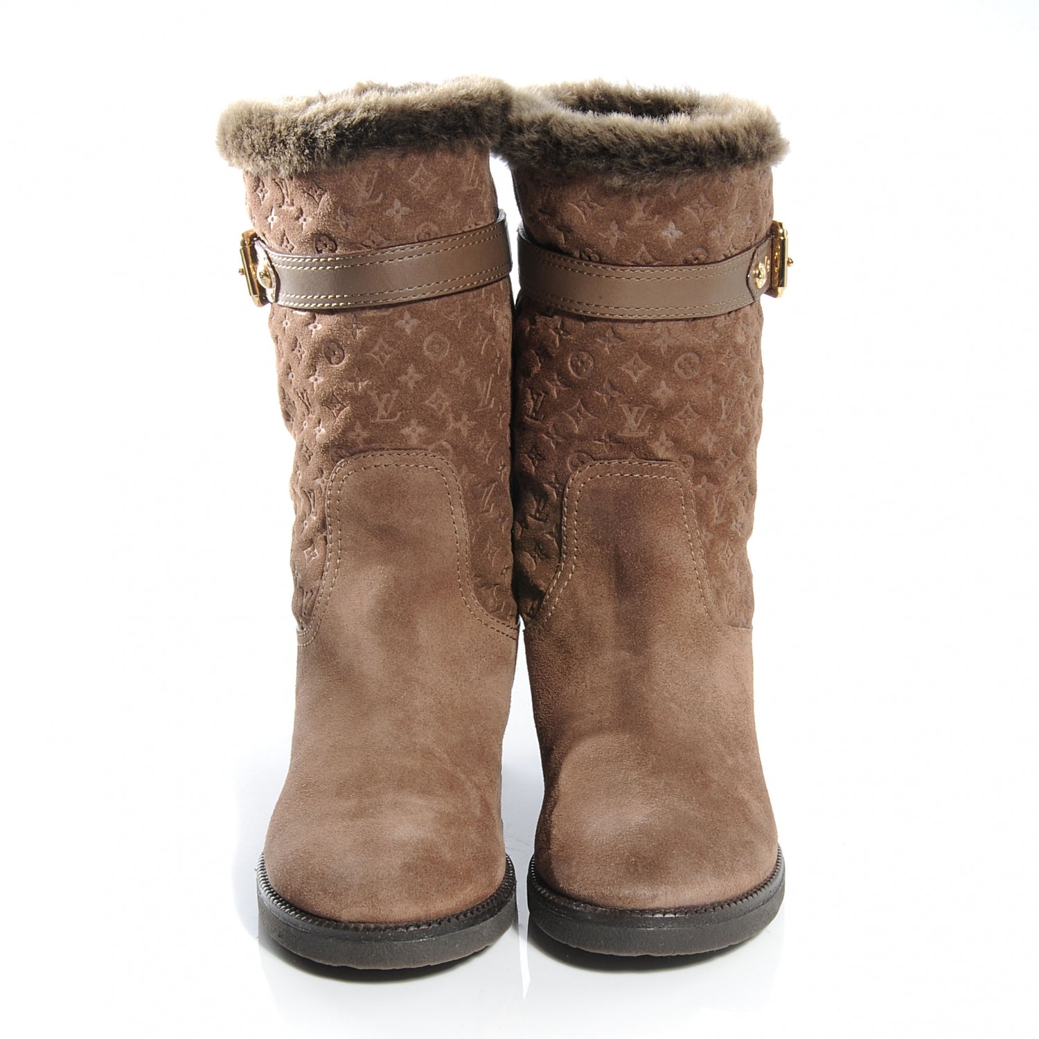 Louis Vuitton Suede Fur Wintry Boots 37 Brown 2 of 5