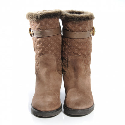 Louis Vuitton Suede Fur Wintry Boots 37 Brown 2 of 5