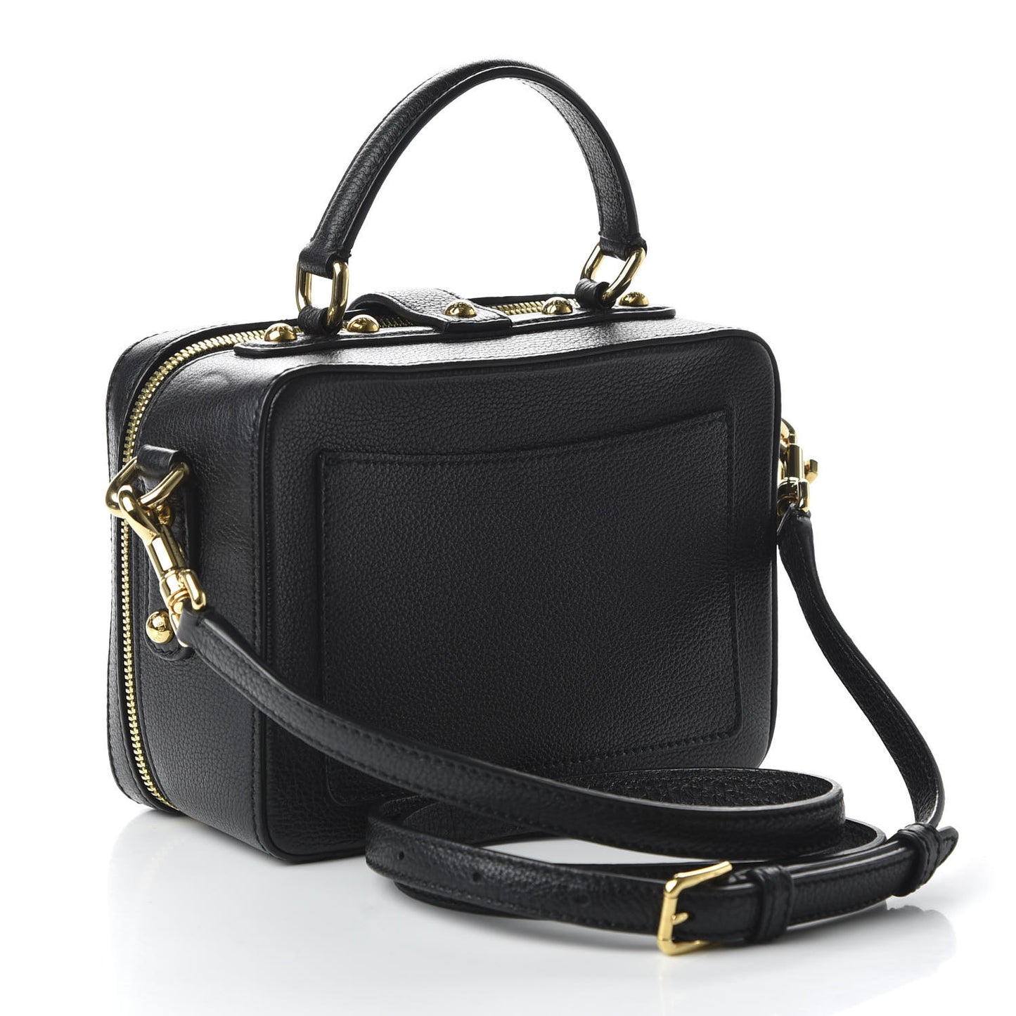 Drummed Calfskin Rosaria Shoulder Bag Black