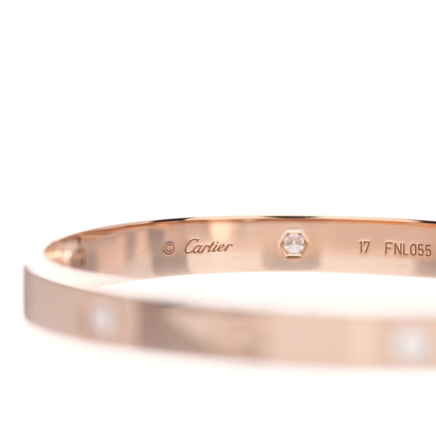 18K Pink Gold 4 Diamond LOVE Bracelet 17