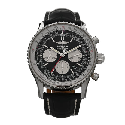 Breitling Stainless Steel Alligator 44mm Navitimer 1884 Chronograph Automatic Watch Black AB0310 1 of 4