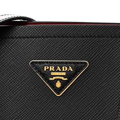 Prada Saffiano Cuir Large Double Bag Black Fuoco 9 of 14