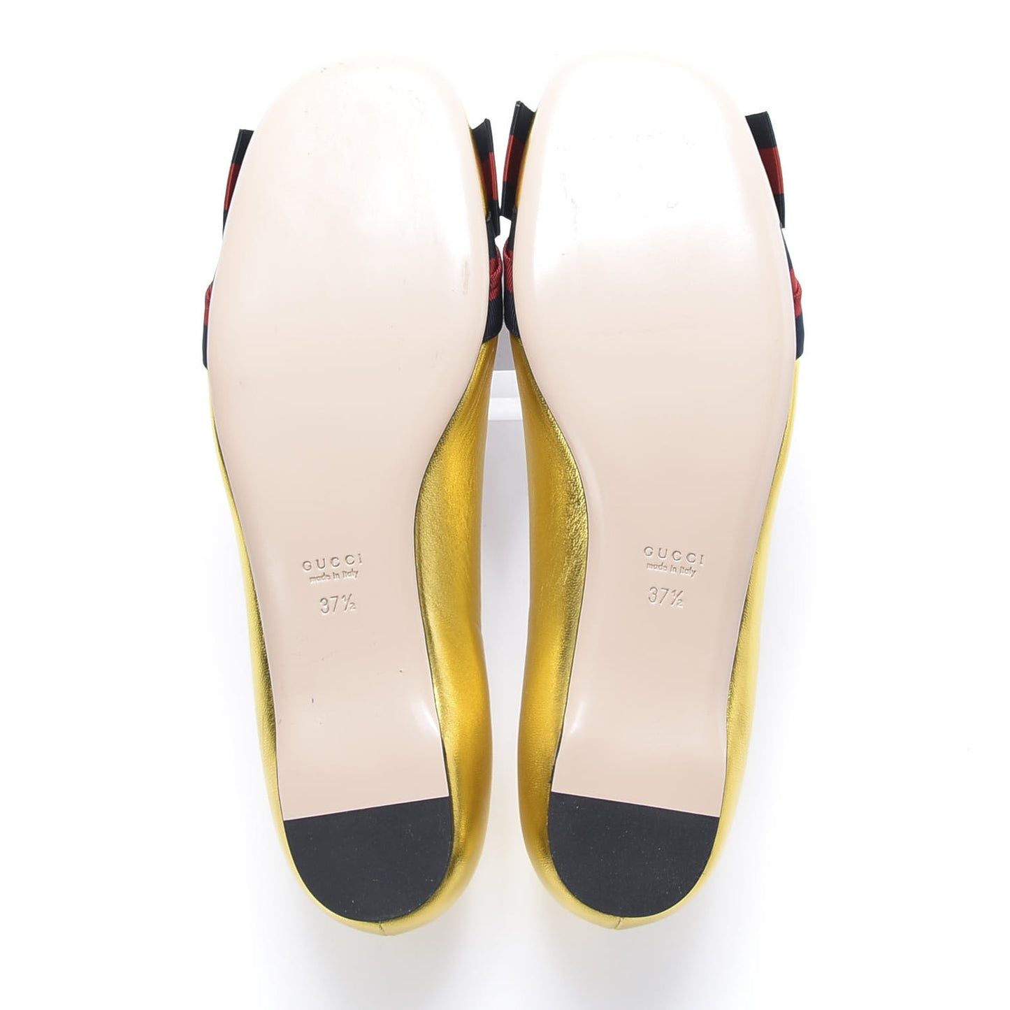 Metallic Nappa Silk Web Ballerina Flat 37.5 Gold