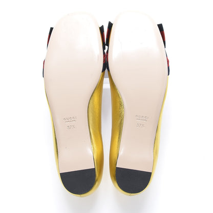 Gucci Metallic Nappa Silk Web Ballerina Flat 37.5 Gold 5 of 10