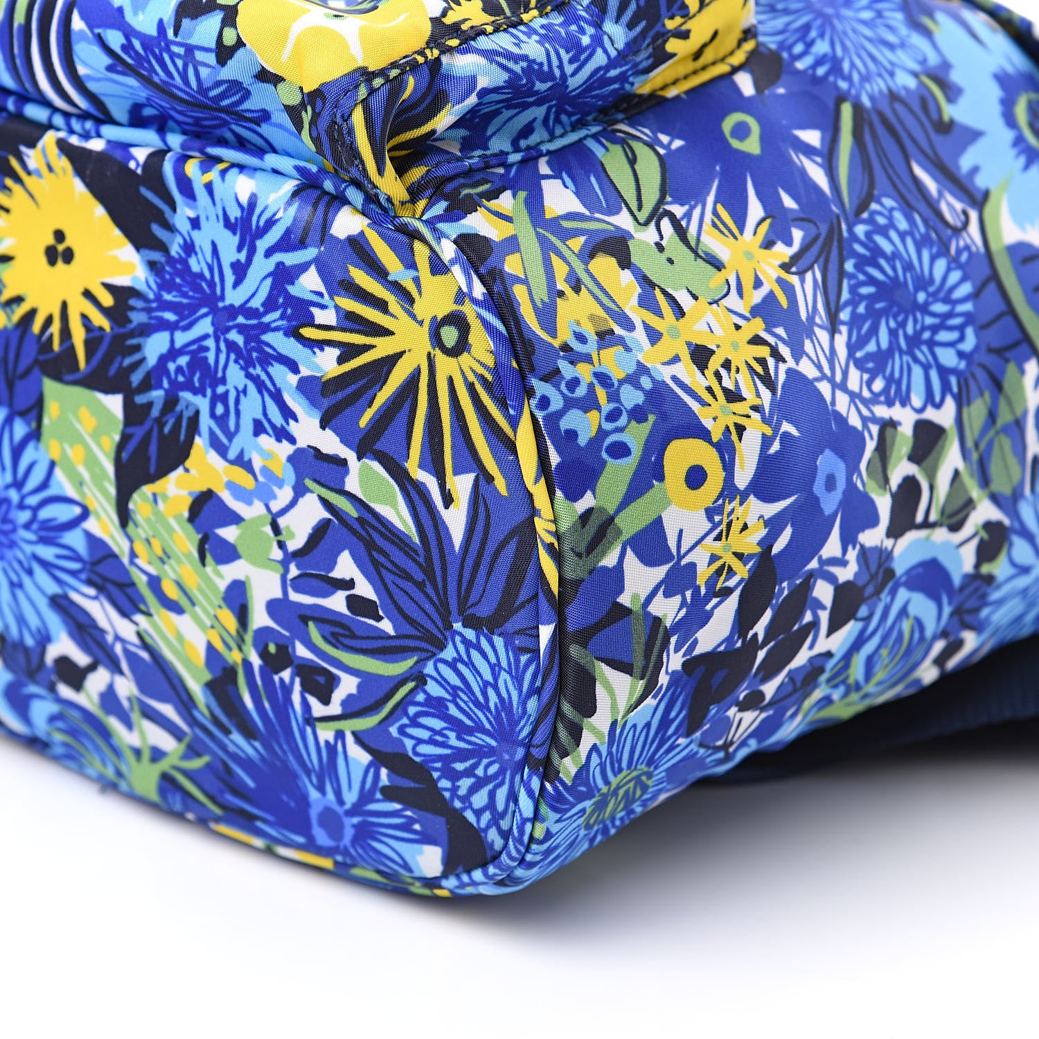 Prada Tessuto Nylon Floral Print Single Buckle Backpack Bluette Dis Primule 9 of 9