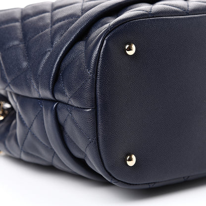 Chanel Caviar Quilted Rolled Up Bucket Drawstring Bag Navy 8 of 10